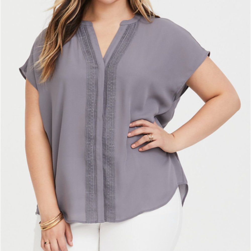 *EUC* GRAY DOLMAN GEORGETTE BLOUSE